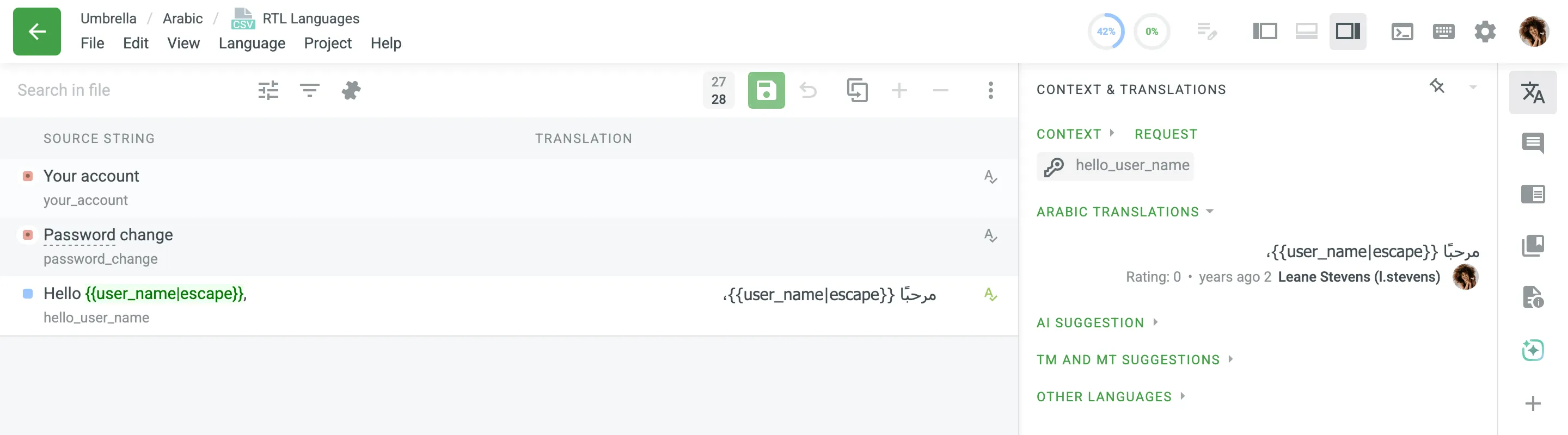 Save suggestion for RTL language